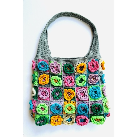Handmade Crochet Floral Big Tote Bag. - Picture 1 of 4